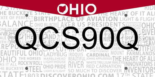 QCS90Q Ohio License Plate