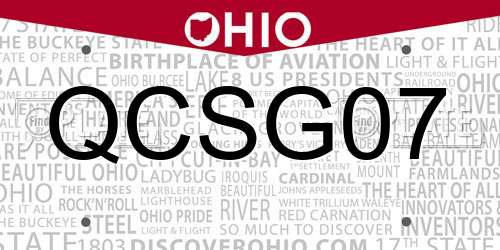 QCSG07 Ohio License Plate