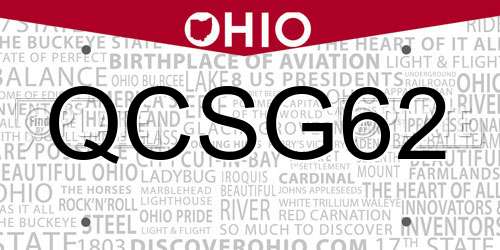 QCSG62 Ohio License Plate