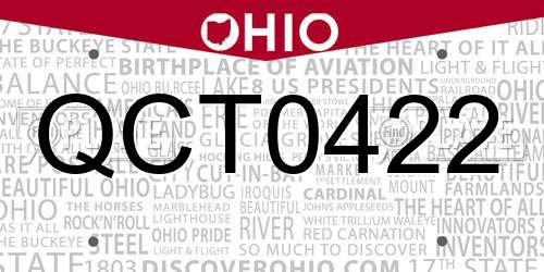 QCT0422 Ohio License Plate