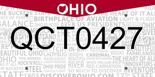QCT0427 Ohio License Plate