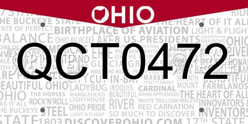 QCT0472 Ohio License Plate