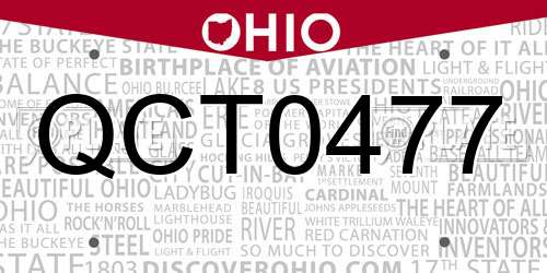 QCT0477 Ohio License Plate