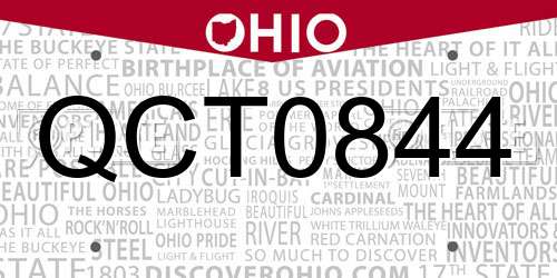 QCT0844 Ohio License Plate