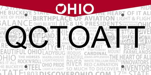QCTOATT Ohio License Plate