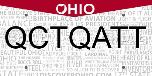 QCTQATT Ohio License Plate