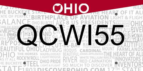 QCWI55 Ohio License Plate