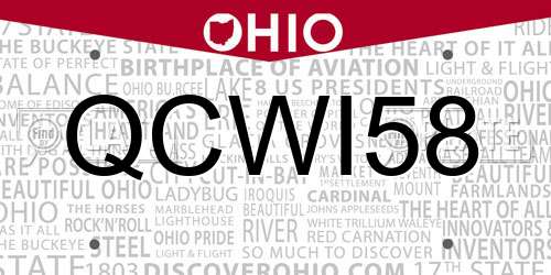 QCWI58 Ohio License Plate