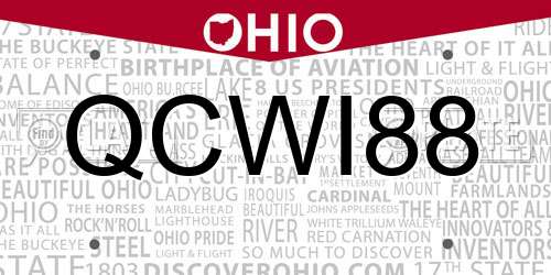 QCWI88 Ohio License Plate