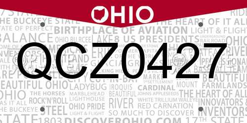 QCZ0427 Ohio License Plate