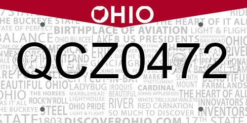 QCZ0472 Ohio License Plate