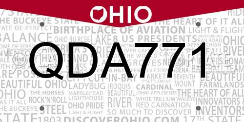 QDA771 Ohio License Plate