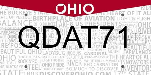 QDAT71 Ohio License Plate