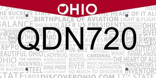 QDN720 Ohio License Plate