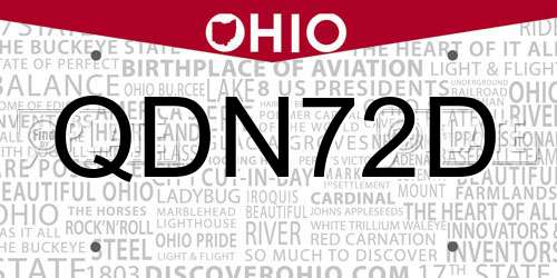 QDN72D Ohio License Plate