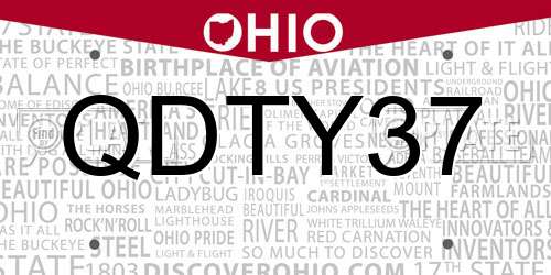 QDTY37 Ohio License Plate