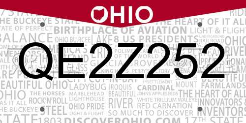 QE2Z252 Ohio License Plate