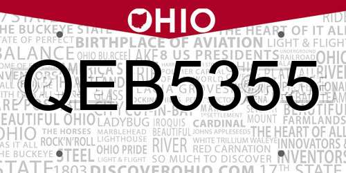 QEB5355 Ohio License Plate