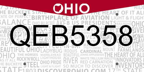 QEB5358 Ohio License Plate
