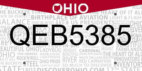 QEB5385 Ohio License Plate