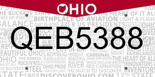 QEB5388 Ohio License Plate