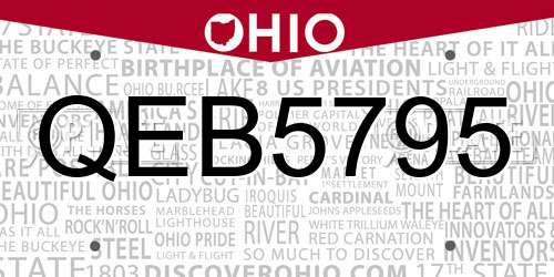 QEB5795 Ohio License Plate