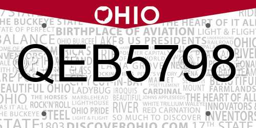 QEB5798 Ohio License Plate