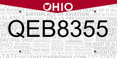 QEB8355 Ohio License Plate