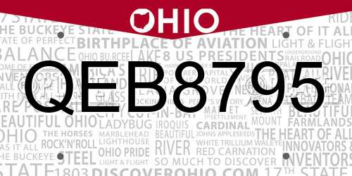 QEB8795 Ohio License Plate