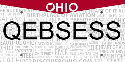 QEBSESS Ohio License Plate