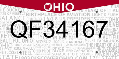 QF34167 Ohio License Plate