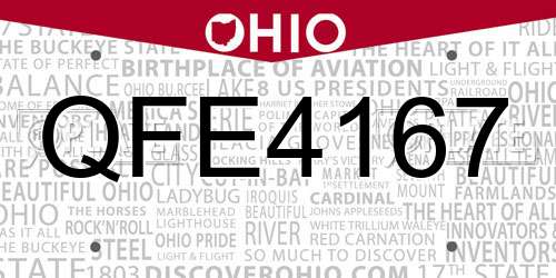 QFE4167 Ohio License Plate