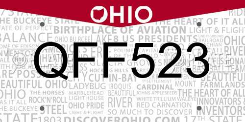 QFF523 Ohio License Plate