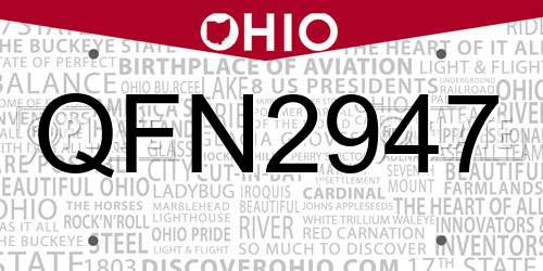 QFN2947 Ohio License Plate