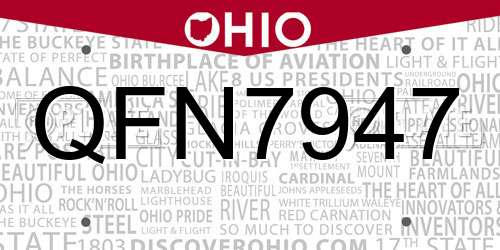 QFN7947 Ohio License Plate