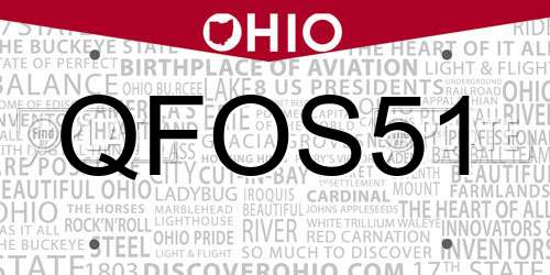 QFOS51 Ohio License Plate