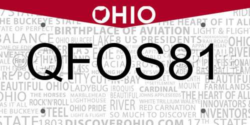 QFOS81 Ohio License Plate