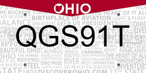 QGS91T Ohio License Plate