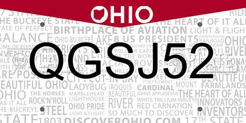 QGSJ52 Ohio License Plate