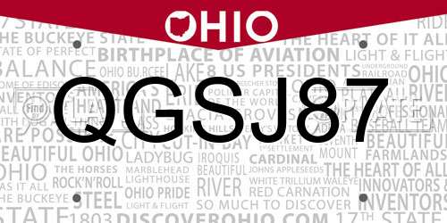 QGSJ87 Ohio License Plate