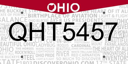 QHT5457 Ohio License Plate