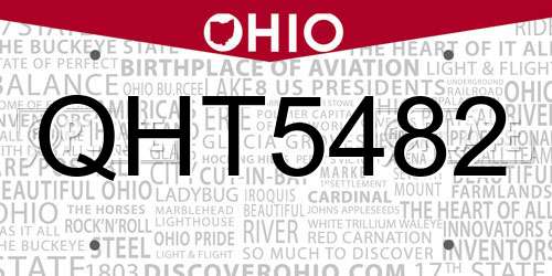QHT5482 Ohio License Plate