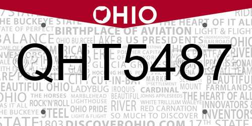 QHT5487 Ohio License Plate