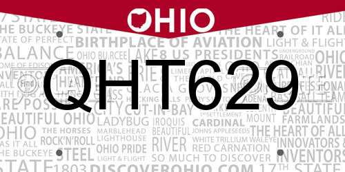 QHT629 Ohio License Plate