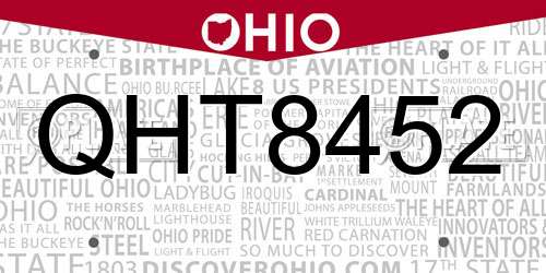 QHT8452 Ohio License Plate
