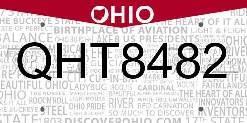 QHT8482 Ohio License Plate
