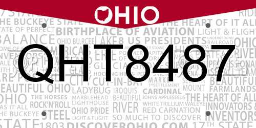 QHT8487 Ohio License Plate