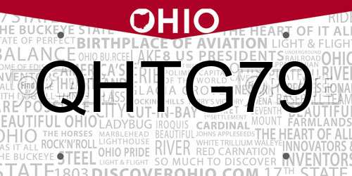 QHTG79 Ohio License Plate