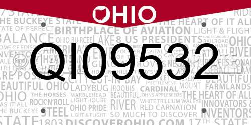 QI09532 Ohio License Plate