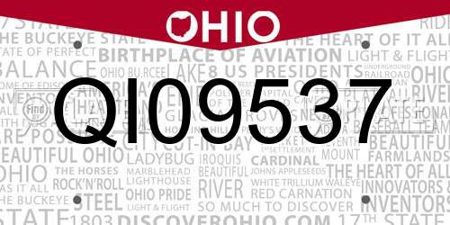 QI09537 Ohio License Plate